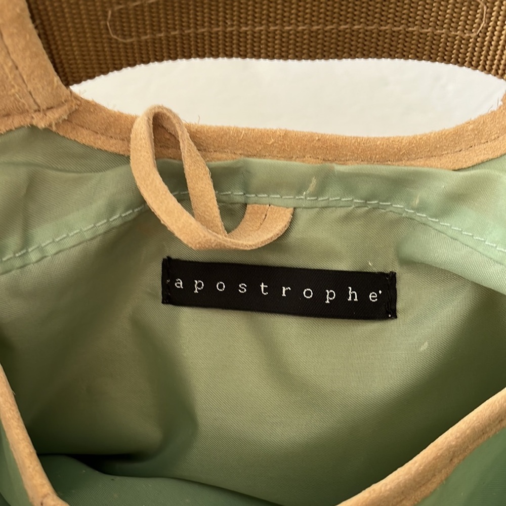 Apostrophe Mini Tan Suede Hand Bag - Picture 8 of 12